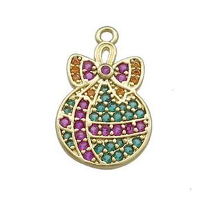 Christmas Gift Charms Copper Pendant Pave Zircon Gold Plated, approx 12-17mm [FN39251]