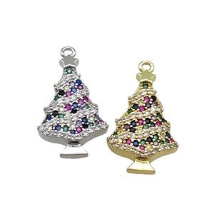 Christmas Tree Charms Copper Pendant Pave Zircon Mixed, approx 13-21mm [FN39257]