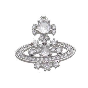 Copper Pendant Pave Zircon Platinum Plated, approx 22mm [FN39264]