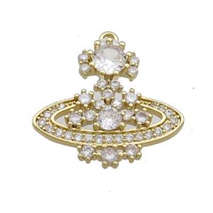 Copper Pendant Pave Zircon Gold Plated, approx 22mm [FN39265]