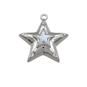 Copper Star Pendant Pave Zircon Platinum Plated, approx 17mm [FN39268]