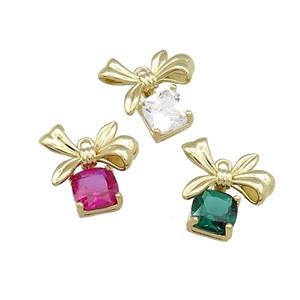 Christmas Gift Charms Gold Pendant Pave Zircon Gold Plated Mixed, approx 7-16mm [FN39277]