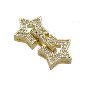 Copper Star Clasp Pave Zircon Gold Plated, approx 12-23mm [FN39284]