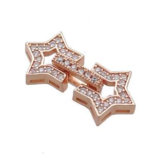 Copper Star Clasp Pave Zircon Rose Gold, approx 12-23mm [FN39285]