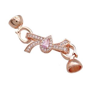 Copper Knot Clasp Pave Zircon Rose Gold, approx 12-23mm, 7.5-14mm [FN39289]