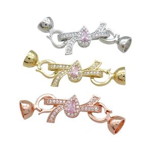 Copper Knot Clasp Pave Zircon Mixed, approx 12-23mm, 7.5-14mm [FN39290]