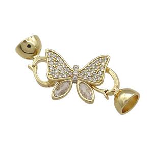 Copper Butterfly Clasp Pave Zircon Gold Plated, approx 14-18mm, 7.5-14mm [FN39292]