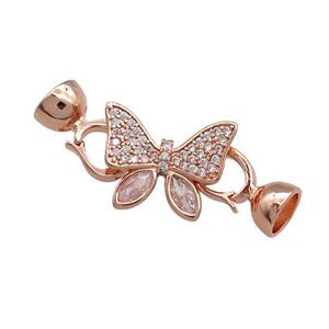 Copper Butterfly Clasp Pave Zircon Rose Gold, approx 14-18mm, 7.5-14mm [FN39293]