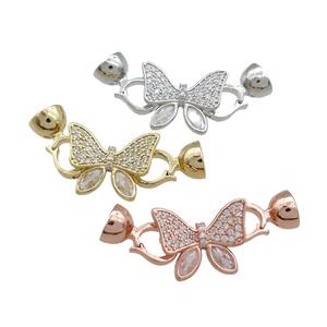 Copper Butterfly Clasp Pave Zircon Mixed, approx 14-18mm, 7.5-14mm [FN39294]
