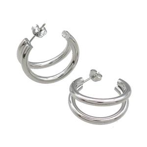 Copper Stud Earrings Platinum Plated, approx 25mm [FN39315]