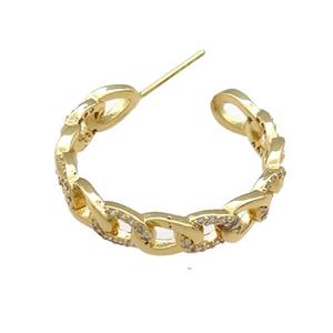 Copper Stud Earrings Pave Zircon Gold Plated, approx 28mm [FN39319]