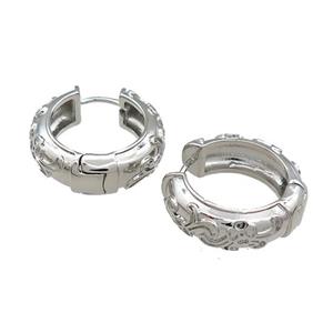 Copper Hoop Earrings Platinum Plated, approx 8mm, 25mm [FN39320]