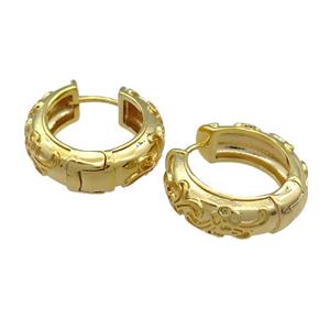 Copper Hoop Earrings Gold Plated, approx 8mm, 25mm [FN39321]