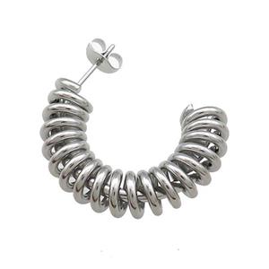 Copper Stud Earrings Coiled Wire Wrapped Platinum Plated, approx 7mm, 28mm [FN39326]