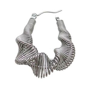 Copper Latchback Earrings Coiled Wire Wrapped Platinum Plated, approx 4-11.5mm, 30-35mm [FN39328]