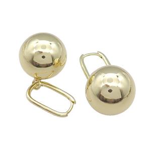 Copper Latchback Earrings Ball Gold Plated, approx 20mm, 12-20mm [FN39344]