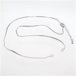 Copper Box Necklace Chain Platinum Plated, approx 1.2mm, 36-42cm length [FN39347]