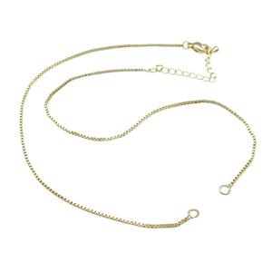 Copper Box Necklace Chain Gold Plated, approx 1.2mm, 36-42cm length [FN39348]