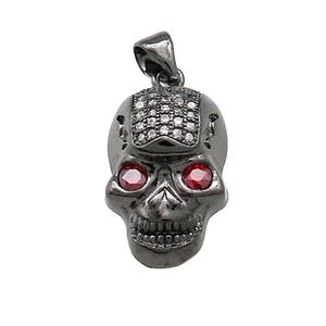 Copper Skull Pendant Pave Zircon Black Plated, approx 12-18mm [FN39352]
