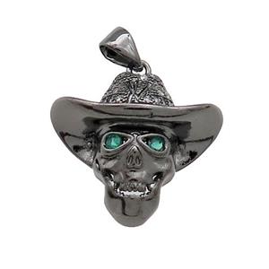 Copper Skull Pendant Pave Zircon Black Plated, approx 18-21mm [FN39361]