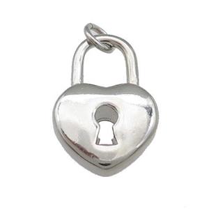Copper Lock Pendant Heart Platinum Plated, approx 13-19mm [FN39364]