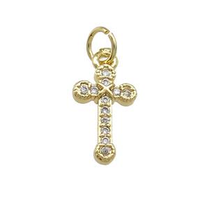 Copper Cross Pendant Pave Zircon Gold Plated, approx 8-13mm [FN39370]