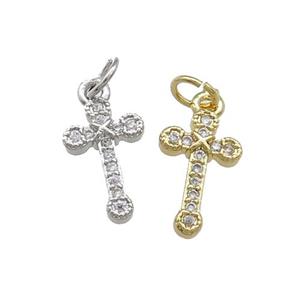 Copper Cross Pendant Pave Zircon Mixed, approx 8-13mm [FN39371]