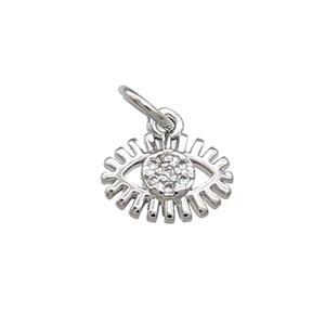 Copper Eye Pendant Pave Zircon Platinum Plated, approx 7-10mm [FN39375]