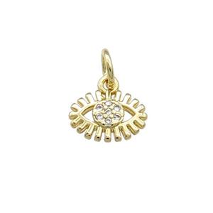 Copper Eye Pendant Pave Zircon Gold Plated, approx 7-10mm [FN39376]