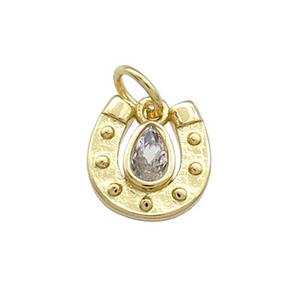 Copper Horseshoe Charms Pendant Pave Zircon Gold Plated, approx 10mm [FN39379]