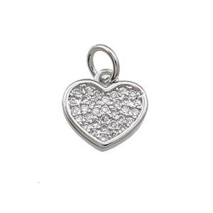 Copper Heart Pendant Pave Zircon Platinum Plated, approx 10mm [FN39381]