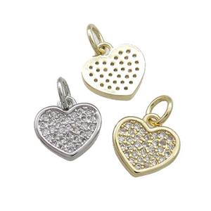 Copper Heart Pendant Pave Zircon Mixed, approx 10mm [FN39383]