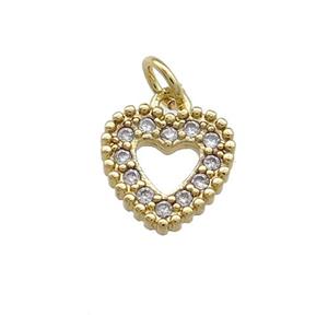 Copper Heart Pendant Pave Zircon Gold Plated, approx 11mm [FN39385]