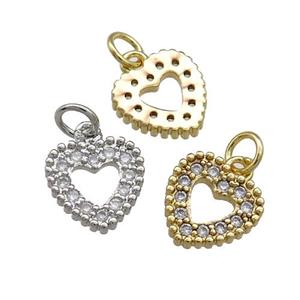 Copper Heart Pendant Pave Zircon Mixed, approx 11mm [FN39386]
