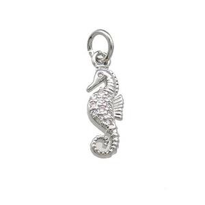 Copper Seahorse Charms Pendant Pave Zircon Platinum Plated, approx 5-14mm [FN39397]