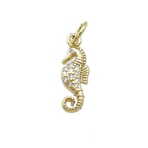 Copper Seahorse Charms Pendant Pave Zircon Gold Plated, approx 5-14mm [FN39398]