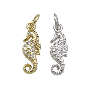 Copper Seahorse Charms Pendant Pave Zircon Mixed, approx 5-14mm [FN39399]