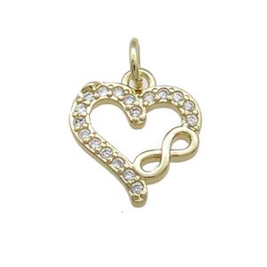 Copper Heart Pendant Pave Zircon Infinity Gold Plated, approx 12mm [FN39401]