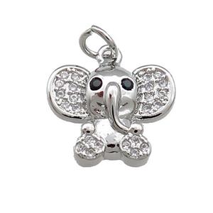 Copper Elephant Pendant Pave Zircon Platinum Plated, approx 12-15mm [FN39403]