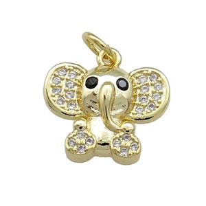 Copper Elephant Pendant Pave Zircon Gold Plated, approx 12-15mm [FN39404]