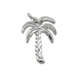 Coconut Tree Charms Copper Pendant Platinum Plated, approx 14-19mm [FN39415]