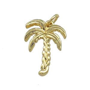 Coconut Tree Charms Copper Pendant Gold Plated, approx 14-19mm [FN39416]