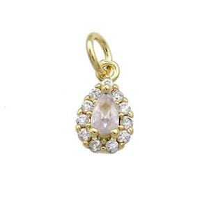 Copper Teardrop Pendant Pave Zircon Gold Plated, approx 6.5-8mm [FN39422]