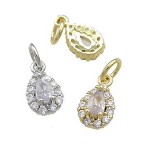 Copper Teardrop Pendant Pave Zircon Mixed, approx 6.5-8mm [FN39423]