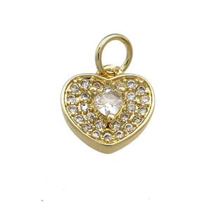 Copper Heart Pendant Pave Zircon Gold Plated, approx 10mm [FN39425]