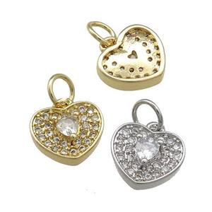 Copper Heart Pendant Pave Zircon Mixed, approx 10mm [FN39426]