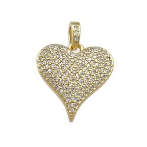 Copper Heart Pendant Pave Zircon Gold Plated, approx 17mm [FN39430]
