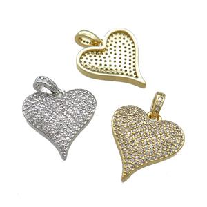 Copper Heart Pendant Pave Zircon Mixed, approx 17mm [FN39431]