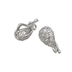 Copper Clasp Pave Zircon Platinum Plated, approx 6-8mm [FN39433-S]