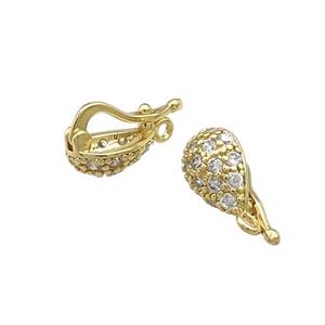 Copper Clasp Pave Zircon Gold Plated, approx 6-8mm [FN39434-S]